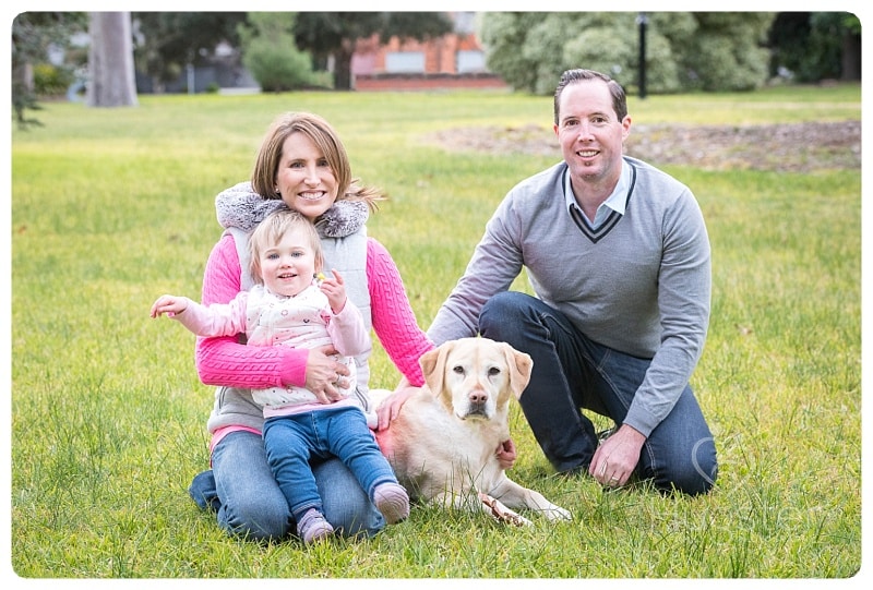 Family of 3 with their dog