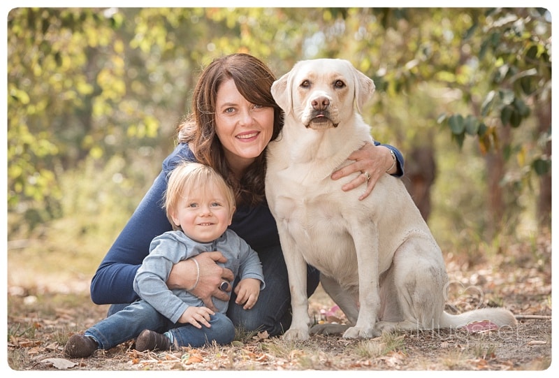 Mum and Son with their white dog