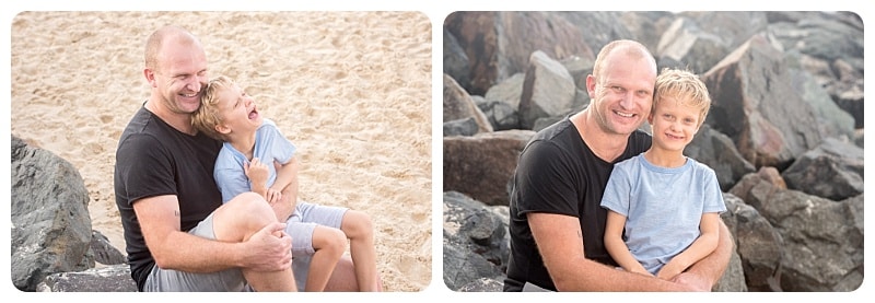 Father and son at the beach Son and dad at the beach